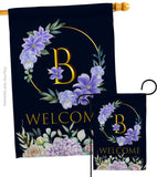 Welcome B Initial - Floral Spring Vertical Impressions Decorative Flags HG130236 Made In USA