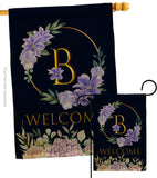 Welcome B Initial - Floral Spring Vertical Impressions Decorative Flags HG130236 Made In USA