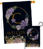 Welcome C Initial - Floral Spring Vertical Impressions Decorative Flags HG130237 Made In USA