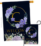 Welcome C Initial - Floral Spring Vertical Impressions Decorative Flags HG130237 Made In USA