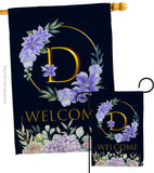 Welcome D Initial - Floral Spring Vertical Impressions Decorative Flags HG130238 Made In USA