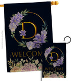 Welcome D Initial - Floral Spring Vertical Impressions Decorative Flags HG130238 Made In USA