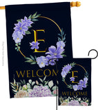 Welcome E Initial - Floral Spring Vertical Impressions Decorative Flags HG130239 Made In USA