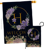 Welcome H Initial - Floral Spring Vertical Impressions Decorative Flags HG130242 Made In USA