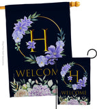 Welcome H Initial - Floral Spring Vertical Impressions Decorative Flags HG130242 Made In USA