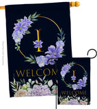 Welcome I Initial - Floral Spring Vertical Impressions Decorative Flags HG130243 Made In USA