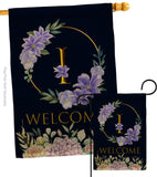 Welcome I Initial - Floral Spring Vertical Impressions Decorative Flags HG130243 Made In USA