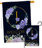 Welcome J Initial - Floral Spring Vertical Impressions Decorative Flags HG130244 Made In USA