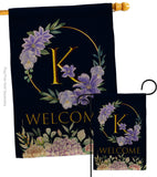 Welcome K Initial - Floral Spring Vertical Impressions Decorative Flags HG130245 Made In USA