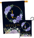 Welcome L Initial - Floral Spring Vertical Impressions Decorative Flags HG130246 Made In USA