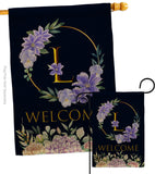 Welcome L Initial - Floral Spring Vertical Impressions Decorative Flags HG130246 Made In USA