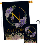 Welcome N Initial - Floral Spring Vertical Impressions Decorative Flags HG130248 Made In USA