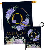 Welcome Q Initial - Floral Spring Vertical Impressions Decorative Flags HG130251 Made In USA