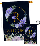 Welcome R Initial - Floral Spring Vertical Impressions Decorative Flags HG130252 Made In USA