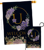 Welcome U Initial - Floral Spring Vertical Impressions Decorative Flags HG130255 Made In USA