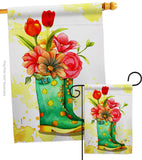Spring Boots - Floral Spring Vertical Impressions Decorative Flags HG192649 Made In USA
