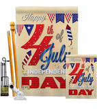 Happy 4th - Fourth of July Americana Vertical Impressions Decorative Flags HG111008 Made In USA