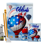 July 4th Hot Air Balloon - Fourth of July Americana Vertical Impressions Decorative Flags HG111078 Made In USA