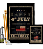 Happy 4th July - Fourth of July Americana Vertical Impressions Decorative Flags HG111095 Made In USA