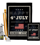 Happy 4th July - Fourth of July Americana Vertical Impressions Decorative Flags HG111095 Made In USA