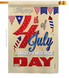 Happy 4th - Fourth of July Americana Vertical Impressions Decorative Flags HG111008 Made In USA