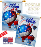 July 4th Hot Air Balloon - Fourth of July Americana Vertical Impressions Decorative Flags HG111078 Made In USA