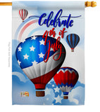 July 4th Hot Air Balloon - Fourth of July Americana Vertical Impressions Decorative Flags HG111078 Made In USA