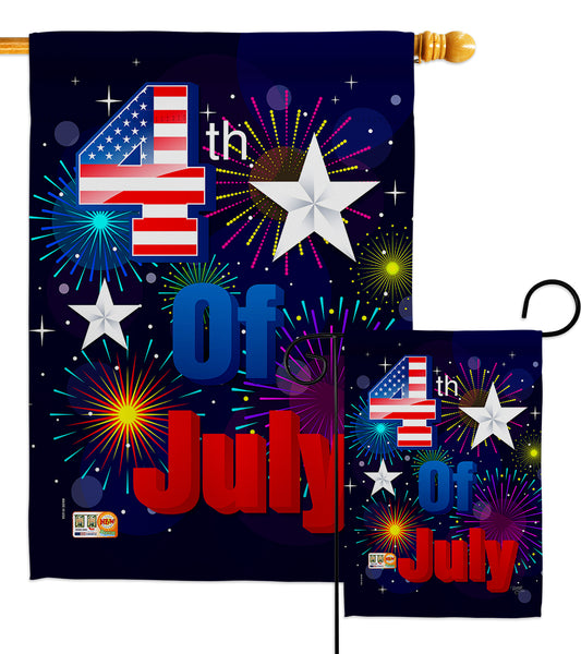 Fireworks July 4th - Fourth of July Americana Vertical Impressions Decorative Flags HG111089 Made In USA