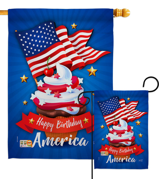 Happy Birthday America - Fourth of July Americana Vertical Impressions Decorative Flags HG137073 Made In USA