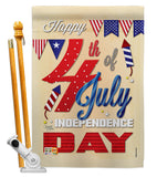 Happy 4th - Fourth of July Americana Vertical Impressions Decorative Flags HG111008 Made In USA