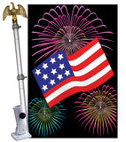 US Fireworks - Fourth of July Americana Vertical Applique Decorative Flags HG111039