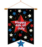 Night Fest - Fourth of July Americana Vertical Applique Decorative Flags HG111044