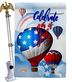 July 4th Hot Air Balloon - Fourth of July Americana Vertical Impressions Decorative Flags HG111078 Made In USA