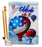 July 4th Hot Air Balloon - Fourth of July Americana Vertical Impressions Decorative Flags HG111078 Made In USA