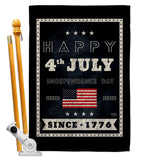 Happy 4th July - Fourth of July Americana Vertical Impressions Decorative Flags HG111095 Made In USA