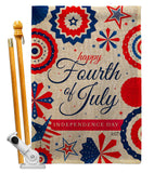 Red White July 4 - Fourth of July Americana Vertical Impressions Decorative Flags HG137569 Made In USA