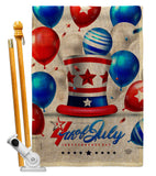 Independence Ballooon - Fourth of July Americana Vertical Impressions Decorative Flags HG192631 Made In USA