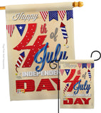 Happy 4th - Fourth of July Americana Vertical Impressions Decorative Flags HG111008 Made In USA