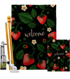 Welcome Strawberries - Fruits Food Vertical Impressions Decorative Flags HG120255 Made In USA