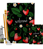 Welcome Strawberries - Fruits Food Vertical Impressions Decorative Flags HG120255 Made In USA