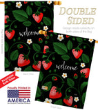 Welcome Strawberries - Fruits Food Vertical Impressions Decorative Flags HG120255 Made In USA