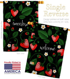 Welcome Strawberries - Fruits Food Vertical Impressions Decorative Flags HG120255 Made In USA