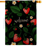 Welcome Strawberries - Fruits Food Vertical Impressions Decorative Flags HG120255 Made In USA