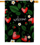 Welcome Strawberries - Fruits Food Vertical Impressions Decorative Flags HG120255 Made In USA