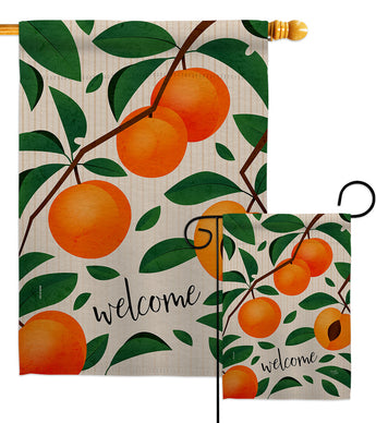 Welcome Apricot - Fruits Food Vertical Impressions Decorative Flags HG120254 Made In USA