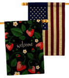 Welcome Strawberries - Fruits Food Vertical Impressions Decorative Flags HG120255 Made In USA