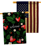 Welcome Strawberries - Fruits Food Vertical Impressions Decorative Flags HG120255 Made In USA