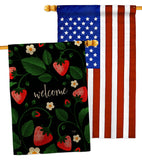 Welcome Strawberries - Fruits Food Vertical Impressions Decorative Flags HG120255 Made In USA