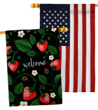 Welcome Strawberries - Fruits Food Vertical Impressions Decorative Flags HG120255 Made In USA