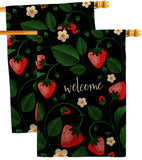 Welcome Strawberries - Fruits Food Vertical Impressions Decorative Flags HG120255 Made In USA